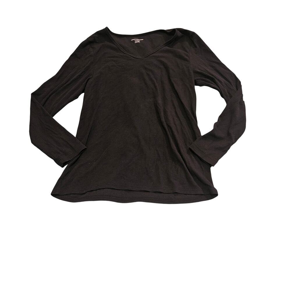 Amazon Essentials Ribbed Long Sleeve Top Womens XL Black V Neck Stretch Basic